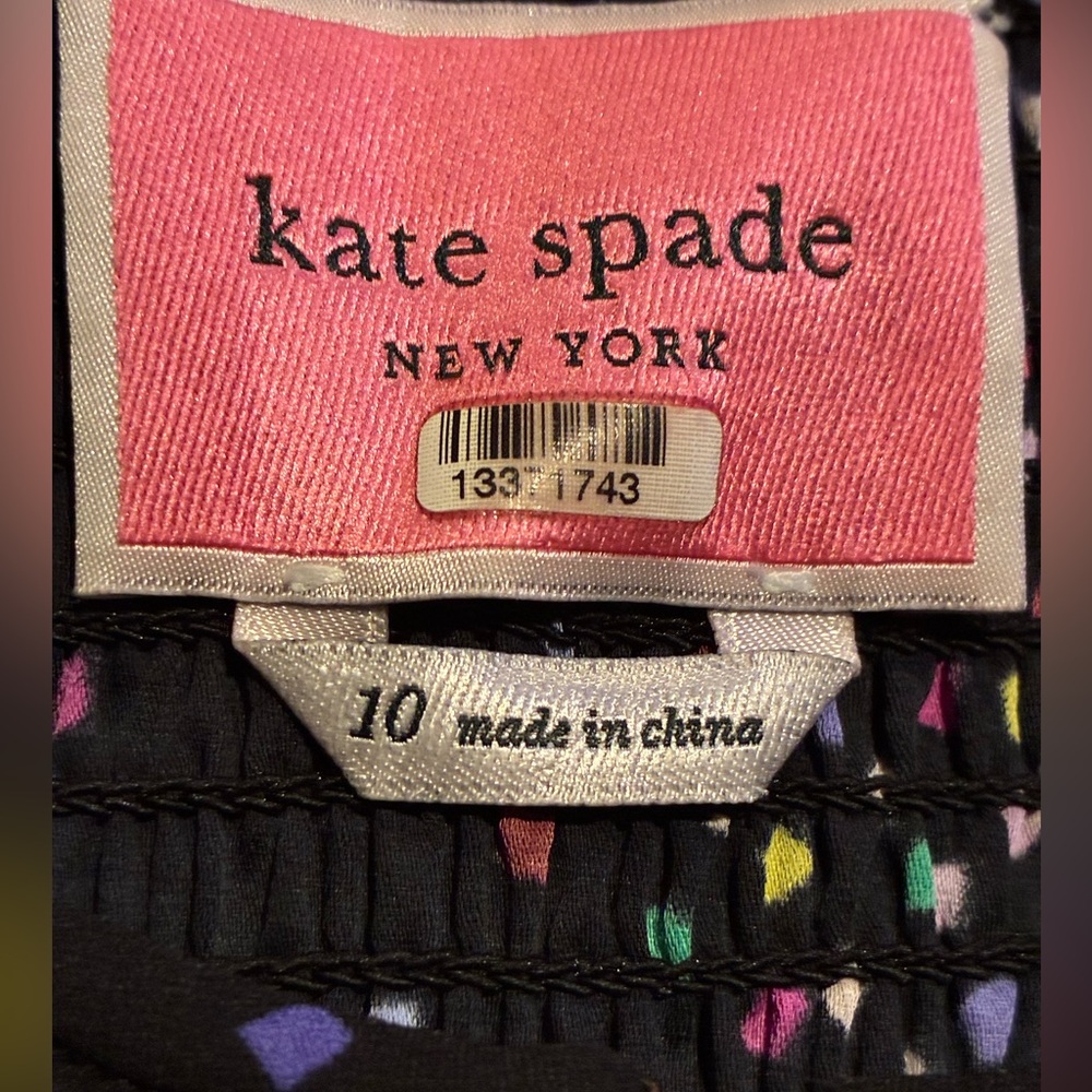 KATE SPADE CONFETTI PRINT SMOCKED SHIRT DRESS Zip Front Size 10 - Picture 13 of 16